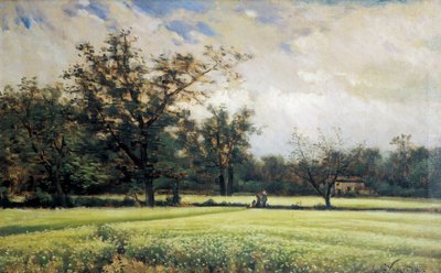 咲き誇るソバ。Joaquim Vayreda i Vila (1843-1894)の絵画。キャンバスに油彩、19世紀後半、スペイン美術。モンセラット美術館（スペイン）。 作： Joaquin Vayreda