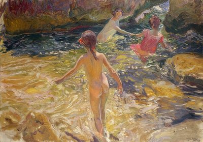 入浴、ハベア。 1905 作： Joaquín Sorolla