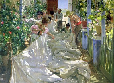 帆の補修、1896年 作： Joaquín Sorolla