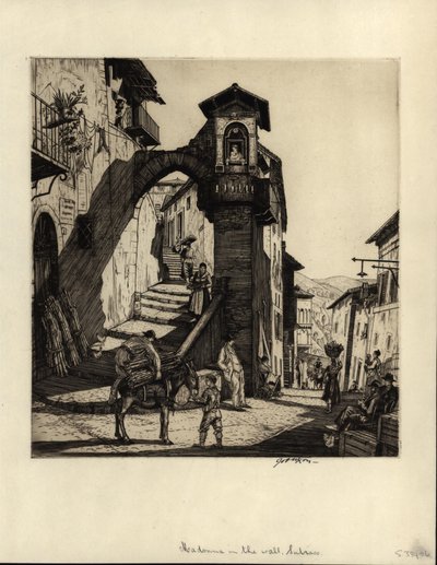 壁のマドンナ、スビアコ、1929年（ドライポイント彫刻） 作： Job Nixon