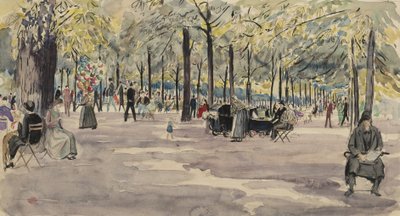 チュイルリー庭園、パリ、1925年頃（紙にインクとトイレ） 作： Job Nixon