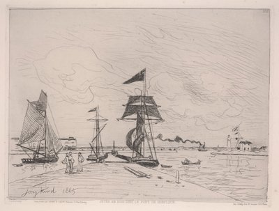 Honfleur港の木製の桟橋 作： Johan Barthold Jongkind