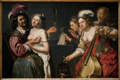放蕩息子、あるいは「五感のアレゴリー」。ヨハネス・ベック（1600年頃〜1654年）の絵画、油彩・キャンバス 作： Johan Baeck