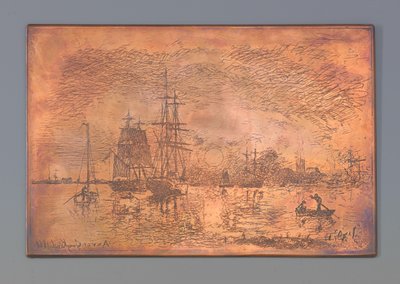 アントワープ港 作： Johan Barthold Jongkind (signed by artist)