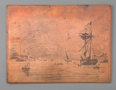 オンフルール港 作： Johan Barthold Jongkind (signed by artist)
