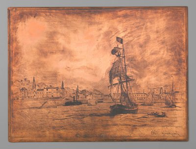 オンフルール港 作： Johan Barthold Jongkind (signed by artist)