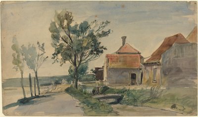 住宅と道路の間を流れる小川 作： Johan Barthold Jongkind