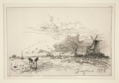 Canal de Hollande, pr?s de Rotterdam (Hiver) [ロッテルダム近くのオランダ運河 (冬)] 作： Johan Barthold Jongkind