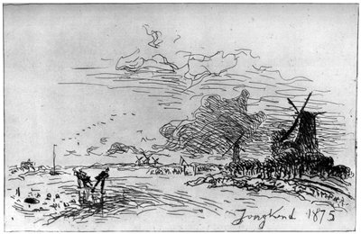 Canal pres Rotterdam、Canal Near Rotterdam c1830-1890 1924 作： Johan Barthold Jongkind