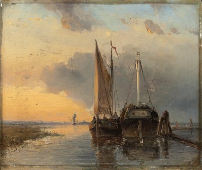 1843年のオランダの川の港 作： Johan Barthold Jongkind