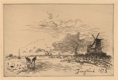 オランダ運河、ロッテルダム近く (Canal de Hollande, pres de Rotterdam (Hiver)) 作： Johan Barthold Jongkind
