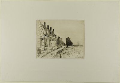 運河沿いの家々、6枚の銅版画から、オランダの風景 作： Johan Barthold Jongkind