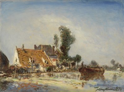 クルースワイク近くの水路の家々 作： Johan Barthold Jongkind