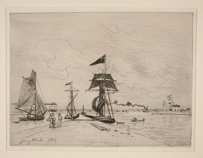 オンフルール港の木製桟橋 作： Johan Barthold Jongkind