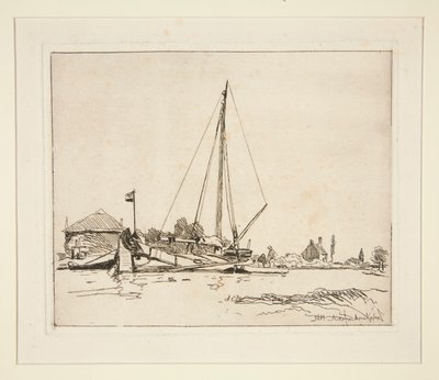 La Barque amarr?e (係留船) 作： Johan Barthold Jongkind