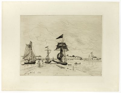 オンフルール港の桟橋 作： Johan Barthold Jongkind