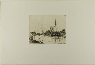 オランダの景色、6枚の銅版画から「運河 作： Johan Barthold Jongkind