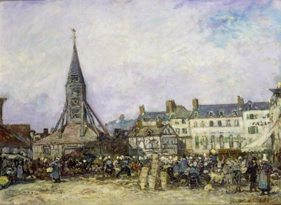 サントカトリーヌ、オンフルールの市場 作： Johan Barthold Jongkind