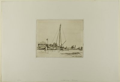 係留されたボート、6枚の銅版画から、オランダの風景 作： Johan Barthold Jongkind