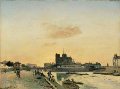ノートルダム寺院の眺め、パリ、1864年 作： Johan Barthold Jongkind
