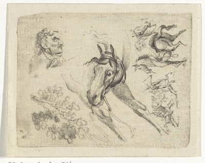 馬、男、枝の学習シート 作： Johan Bernard Scheffer