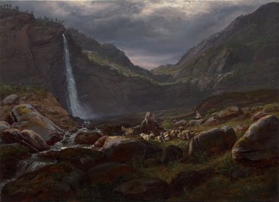 Feige 滝 (Feigefossen)、Lysterfjord、ノルウェー 作： Johan Christian Dahl