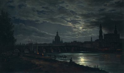 月光によるドレスデンの眺め、1839年 作： Johan Christian Dahl