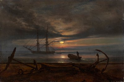 月明かりでデンマークの海岸 作： Johan Christian Dahl