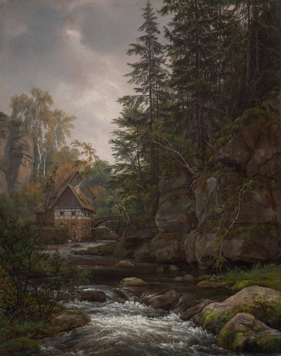 Liebethaler Grund の Lochmühle 作： Johan Christian Dahl