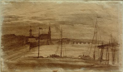 絵画「月夜のドレスデン」のドラフト 作： Johan Christian Dahl