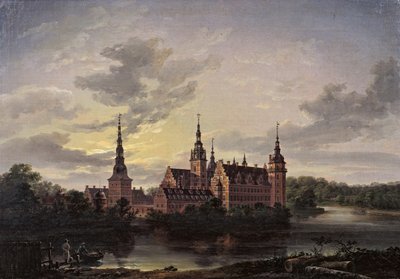 1817年、月明かりに照らされたフレデリクスボー城。 作： Johan Christian Dahl