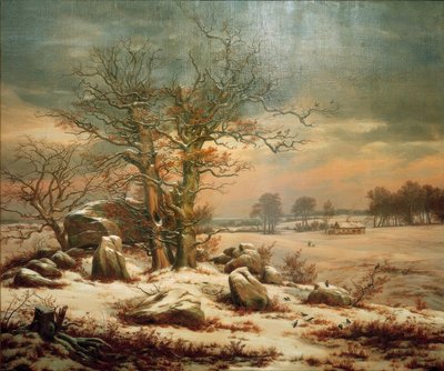 冬のフォーディングボーグ近くの大きな墓 作： Johan Christian Dahl