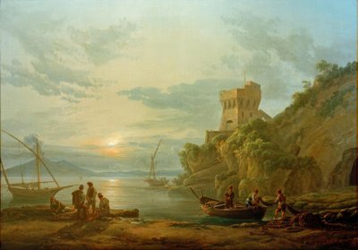 朝靄に包まれたカステラマーレ付近の海岸 作： Johan Christian Dahl