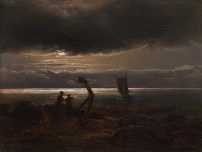 海辺の母子、1830年。 作： Johan Christian Dahl