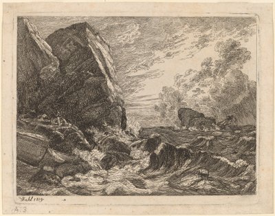 嵐の中のノルウェーの海岸 作： Johan Christian Dahl