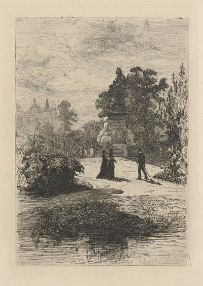フォンデル公園のフォンデル像の眺め 作： Johan Conrad Greive