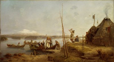 ホーナヴァン湖でのブライダル帰郷 作： Johan Fredrik Hockert
