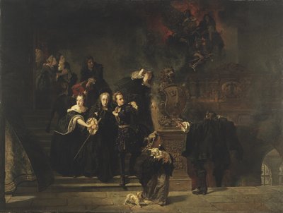 王宮の火、ストックホルム、1697年5月7日、1862〜66年 作： Johan Fredrik Hockert