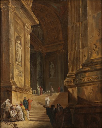 寺院の階段、1783年頃（キャンバスに油彩） 作： Johan Gottlob Brusell