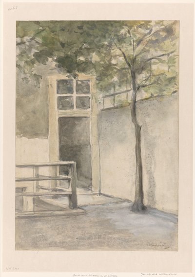 ハーグのカゼルネストラートにあるアーティストのスタジオからの中庭の眺め 作： Johan Hendrik Weissenbruch (signed by artist)