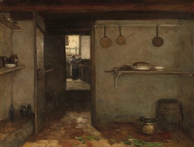 ハーグの芸術家の家の地下室 ハーグにあるヴァイセンブルッフの家の地下からの眺め 作： Johan Hendrik Weissenbruch