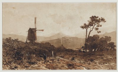 左側に工場がある丘陵の風景 作： Johan Hendrik Weissenbruch