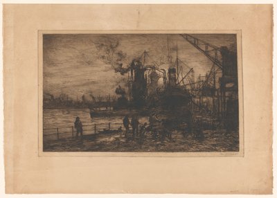 ロッテルダム港の眺め 作： Johan Hendrik van Mastenbroek (signed by artist)