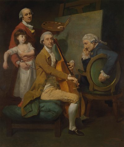 娘のマリア・テレジア、ジェームズ・セルベット、ジャコッベ・セルベットとの自画像 作： Johan Joseph Zoffany RA