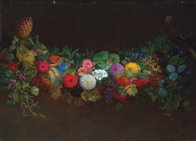 果実と花の壮大な花輪、1840 作： Johan Laurents Jensen
