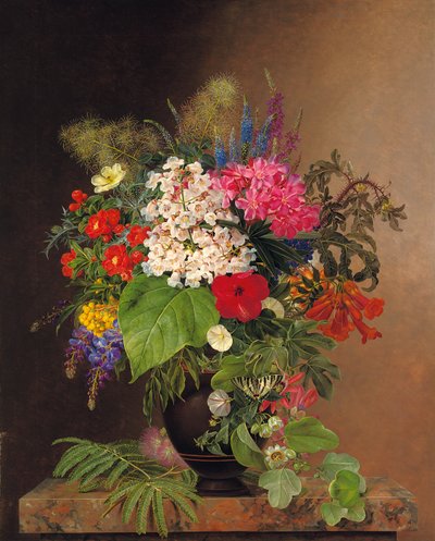花瓶の中のけいれん、ルピナス、スピードウェル、フクシア、1833 作： Johan Laurents Jensen