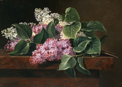 棚の上のライラック、 作： Johan Laurents Jensen
