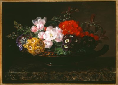 JLジェンセン、アンティークのボウルに花の静物 作： Johan Laurentz Jensen