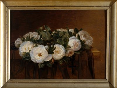 JLジェンセン、白いバラの花輪 作： Johan Laurentz Jensen