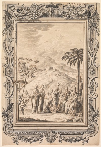 Kupfer-Bibel Copper Bibleのイラストレーションとボーダーデザイン、c。 1730年。 作： Johan Melchior Füssli